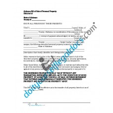Bill of Sale of Personal Property - Alabama (No Warranty)